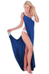 Sexy Cobalt Blue Greek Goddess Spaghetti Strap Sarong Beachwear